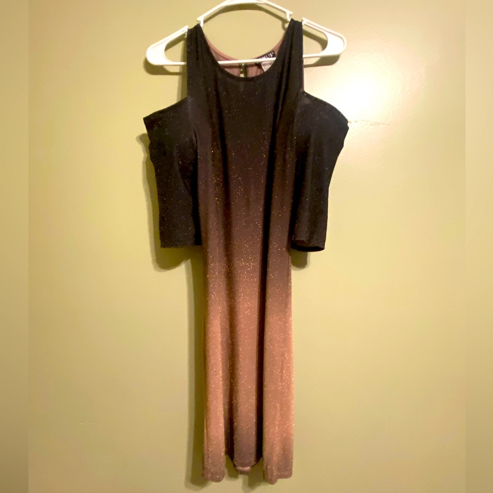 Venus size small with fine glittery gradient color dress.